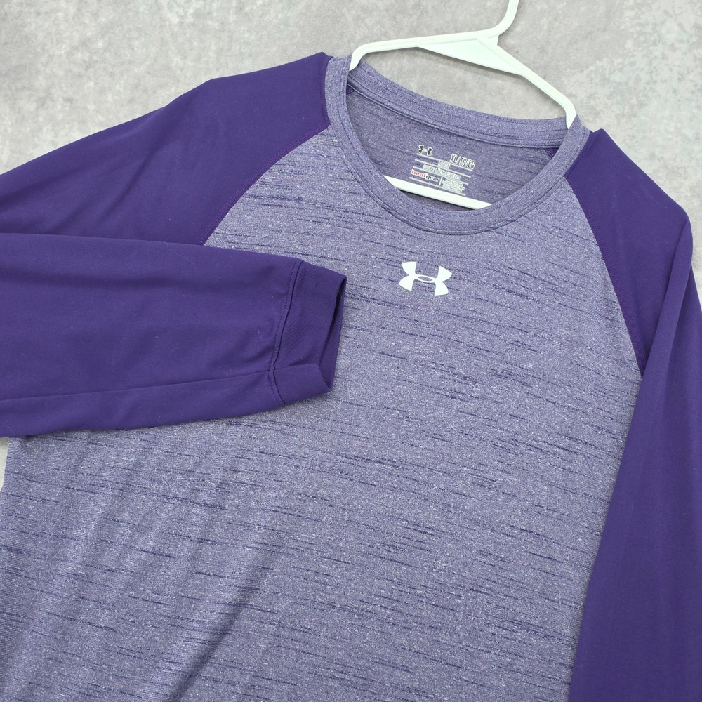 Under Armour HeatGear Loose Fit Mens XL Purple Space Dye Raglan Long Sleeve